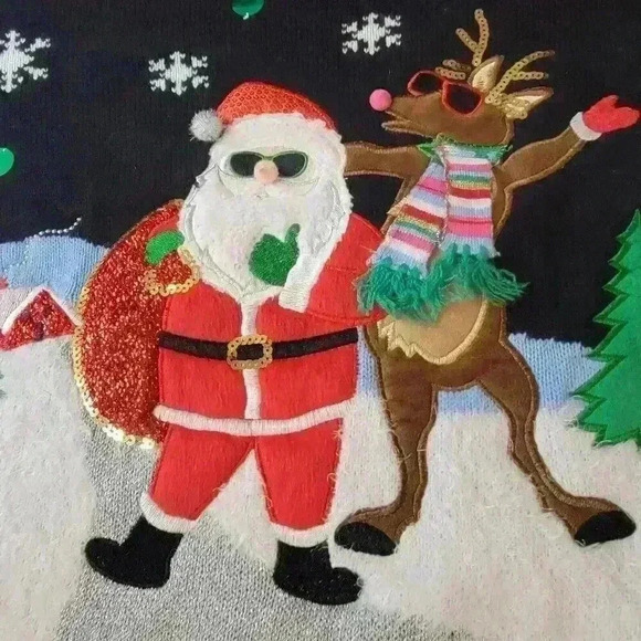 Jolly Sweaters 3D Santa Dressed for Winter Christmas Ugly Sweater Large Holiday - Picture 1 of 16